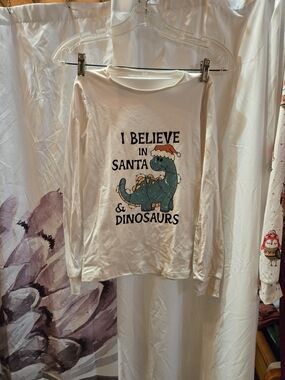 Kids White Holiday 'I Believe in Santa & Dinosaurs' Long Sleeve Tee